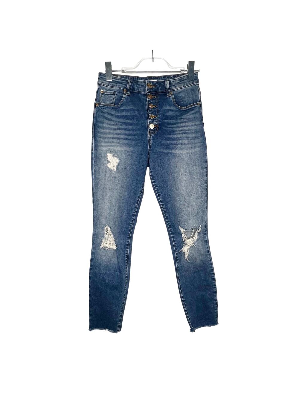 STS BLUE Brie High Rise Skinny Jeans Button Fly Distressed Raw Hem Blue Size 26